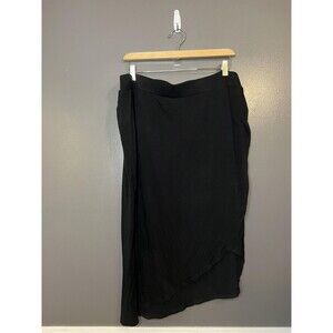 Lane Bryant Skirt Womens 26/28 Black Asymmetrical Maxi Plus Size Rayon